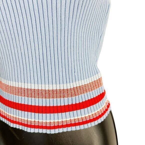 C/MEO Collective Cross Back Cropped Tank Top Blue Red Small Preppy Sporty Chic - Picture 6 of 9